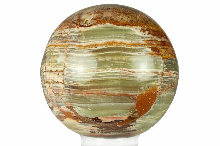 Polished Green Banded Calcite Sphere - Pakistan #301474